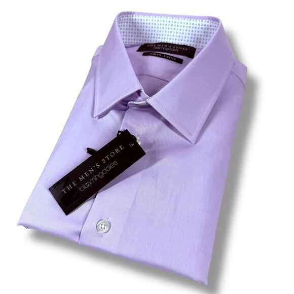 The Mens Store Dress Shirt Size 16.5 32/33 Slim Fit Stretch Button Down in Lilac - Picture 1 of 10